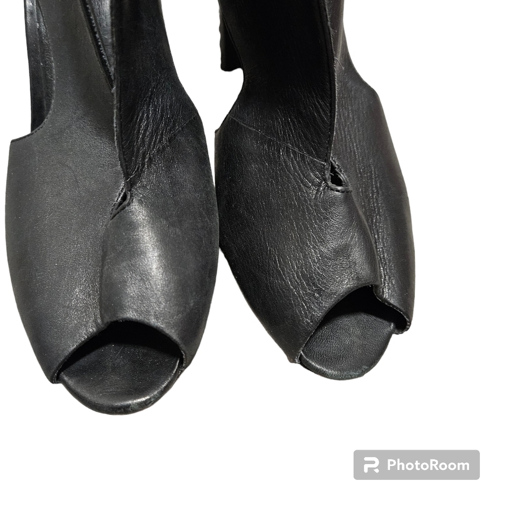 ELLIOTT LUCCA Black Alessandra Open Toe Leather Ankle Booties size 9.5 - Picture 6 of 10